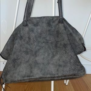 Free People Dark Grey Faux Leather Tote
